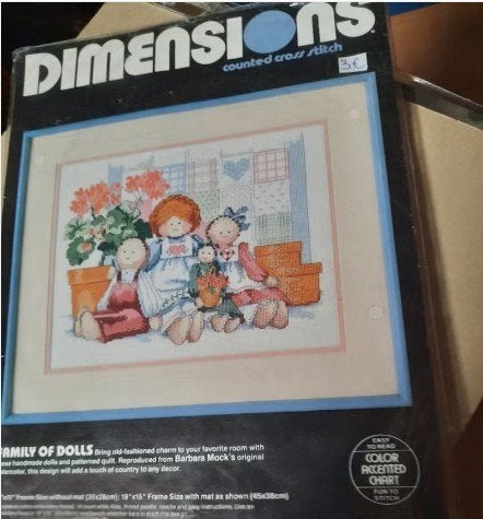 Dimensions Orig. Motif - Famille de poupées + fils résiduels, Enlèvement ou Envoi, Utilisé, Broderies à la main, Patron