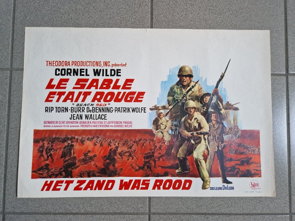 filmaffiche Beach Red 1967 filmposter, Enlèvement ou Envoi, Rectangulaire horizontal, A1 jusqu'à A3, Comme neuf