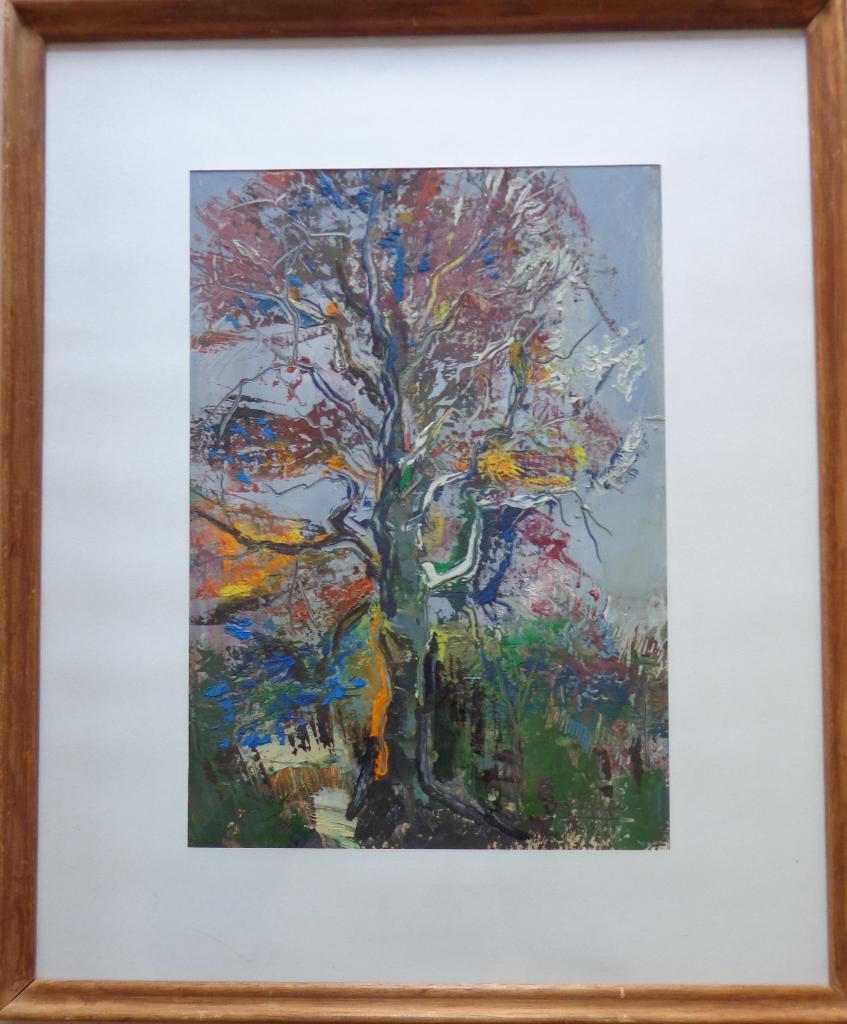 JACK GODDERIS / KLEURRIJKE BOOM / OLIEVERF / 58x48cm / KADER, Antiquités & Art, Art | Peinture | Moderne, Enlèvement ou Envoi