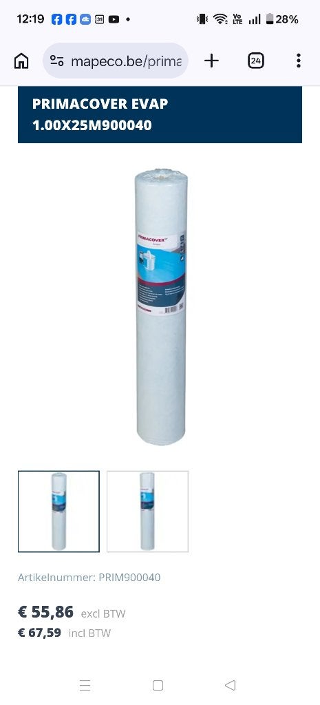 PRIMACOVER EVAPO 1 m x 25 m, Enlèvement, Neuf