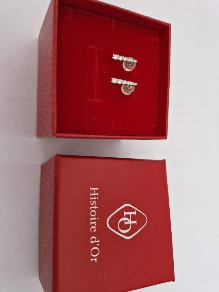 Witgouden oorbellen, Handtassen en Accessoires, Oorbellen, Ophalen, Hangers, Wit, Nieuw