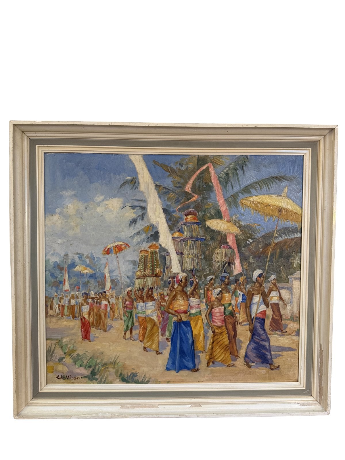 Adriaan “Adri” Visser (1887-1969) - Feestelijke optocht, Ophalen of Verzenden, Gesigneerd, Olieverf