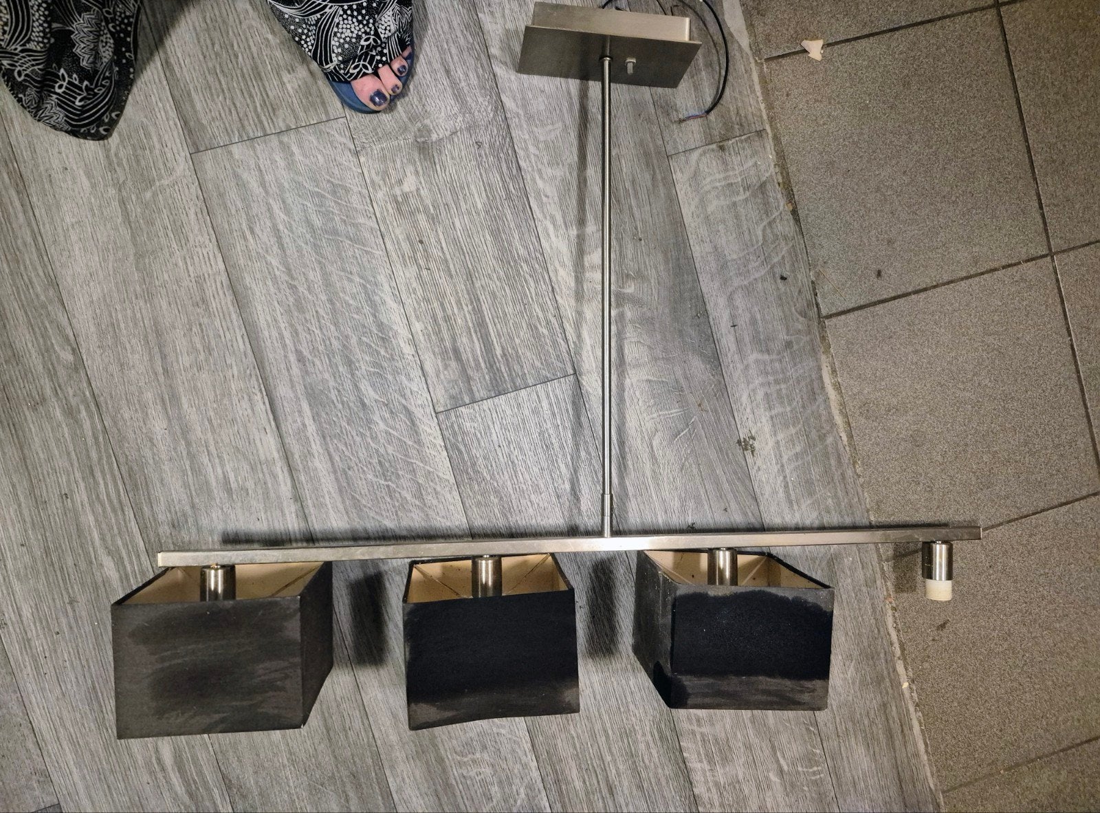 hanglamp. met 4 afzonderlijke bruine kapjes, Ophalen, Gebruikt, Metaal, Modern
