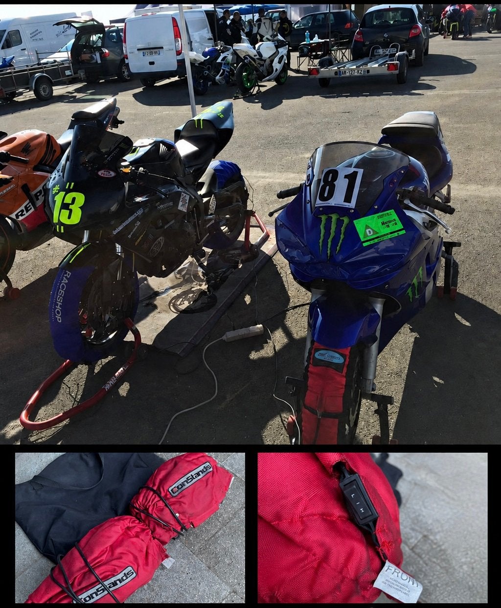 Motorbandenwarmers (hoog en laat), Motoren, Ophalen, Gebruikt