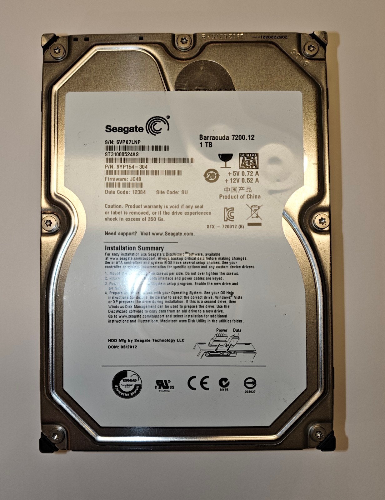 Seagate Barracuda 1TB 3,5 inch desktop HDD, Ophalen of Verzenden, Desktop, HDD