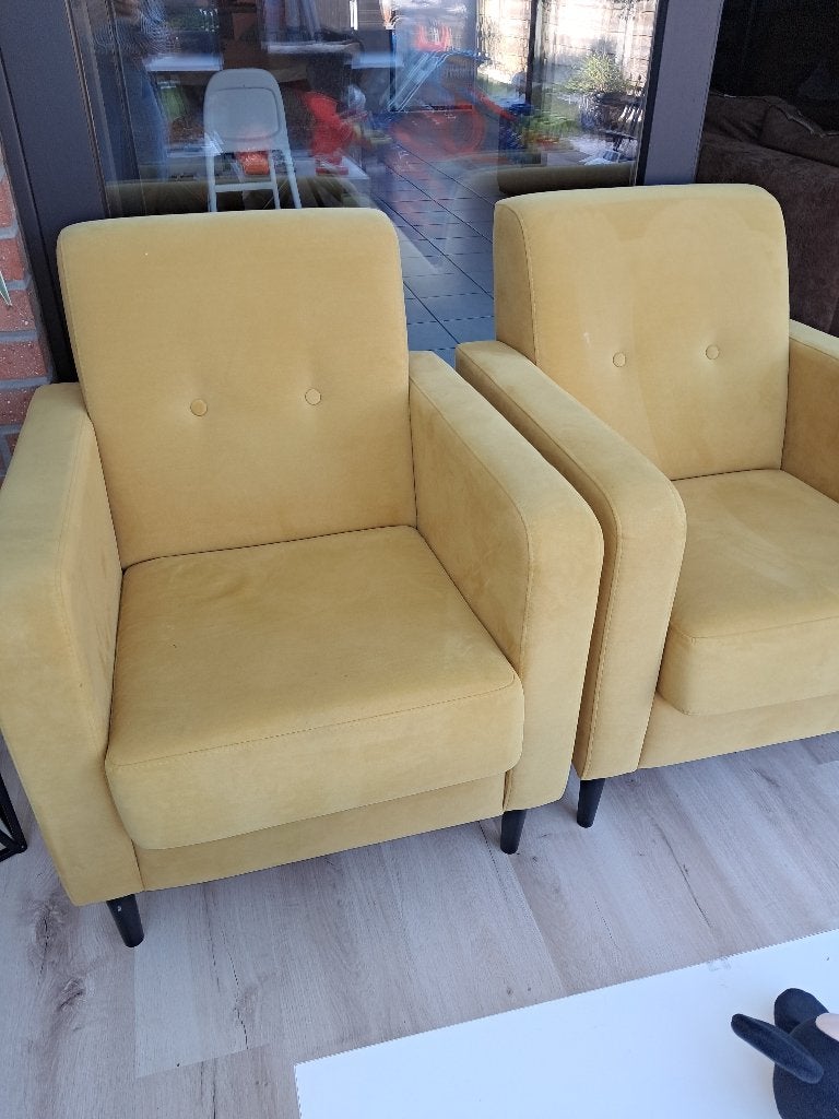 Fauteuils okergeel - 2 stuks, Ophalen, Zo goed als nieuw, Stof