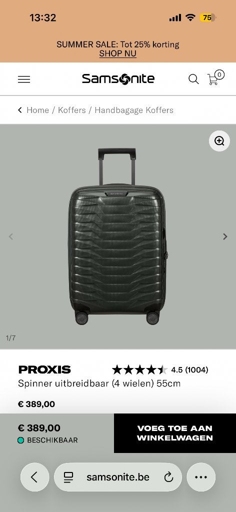 2x handbagage samsonite, Handtassen en Accessoires, Koffers, Nieuw, Hard kunststof, 50 tot 60 cm, Slot, Uitschuifbare handgreep
