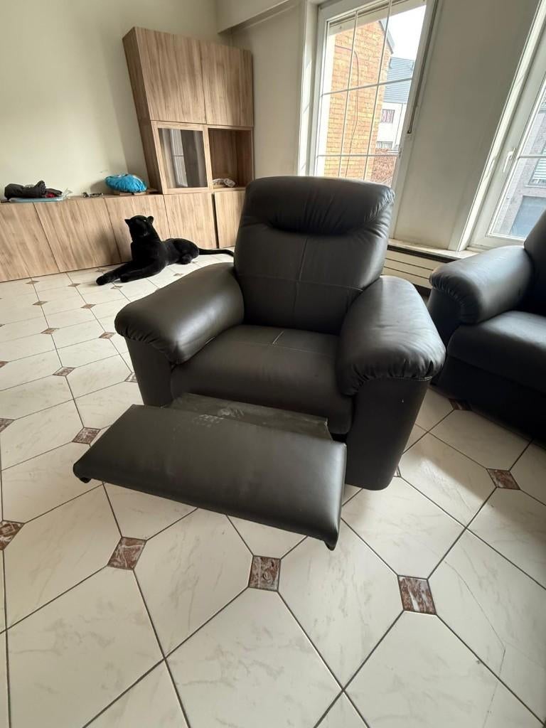 relaxzetel uit leer, Ophalen, Zo goed als nieuw, Eenpersoons, Leer