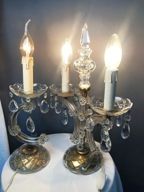 Lampes vintage Marie Thérèse cristal rares laiton✨💑💎👌, Antiquités & Art, Enlèvement ou Envoi