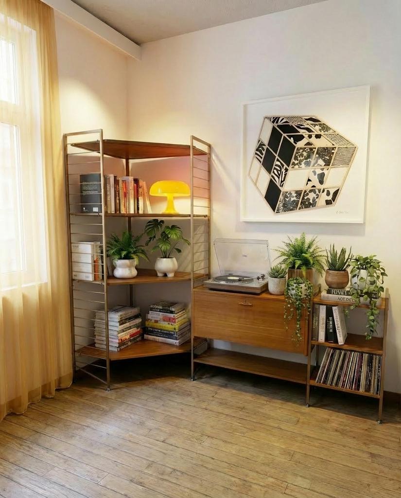 Wall unit Ladderax - bibliotheque vintage en coin, Enlèvement, Utilisé