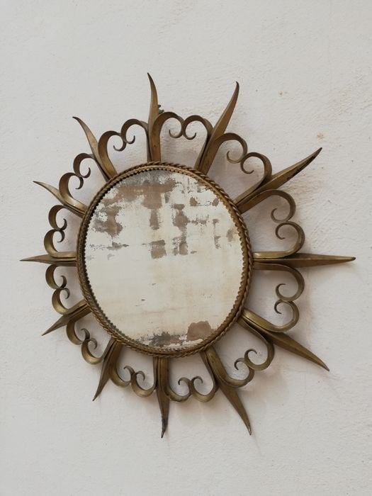Miroir solaire vintage en métal, Espagne, années 1950, Enlèvement ou Envoi