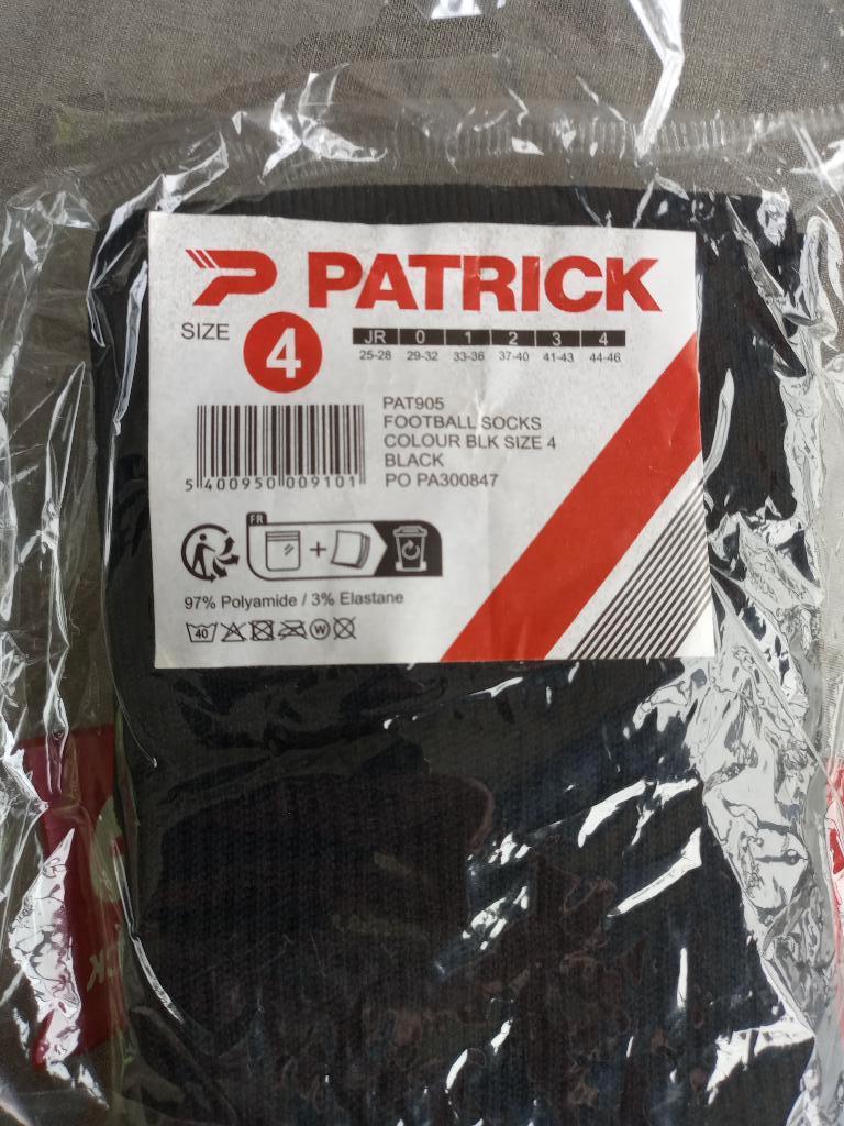 Chaussettes de football taille 4 Patrick noires, Sports & Fitness, Taille L, Enlèvement ou Envoi, Neuf, Accessoires de club