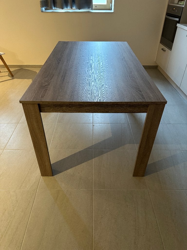 Eetkamertafel [160L x 90B x 75H], Ophalen, Donker Eikenkleur, Nieuw, 50 tot 100 cm