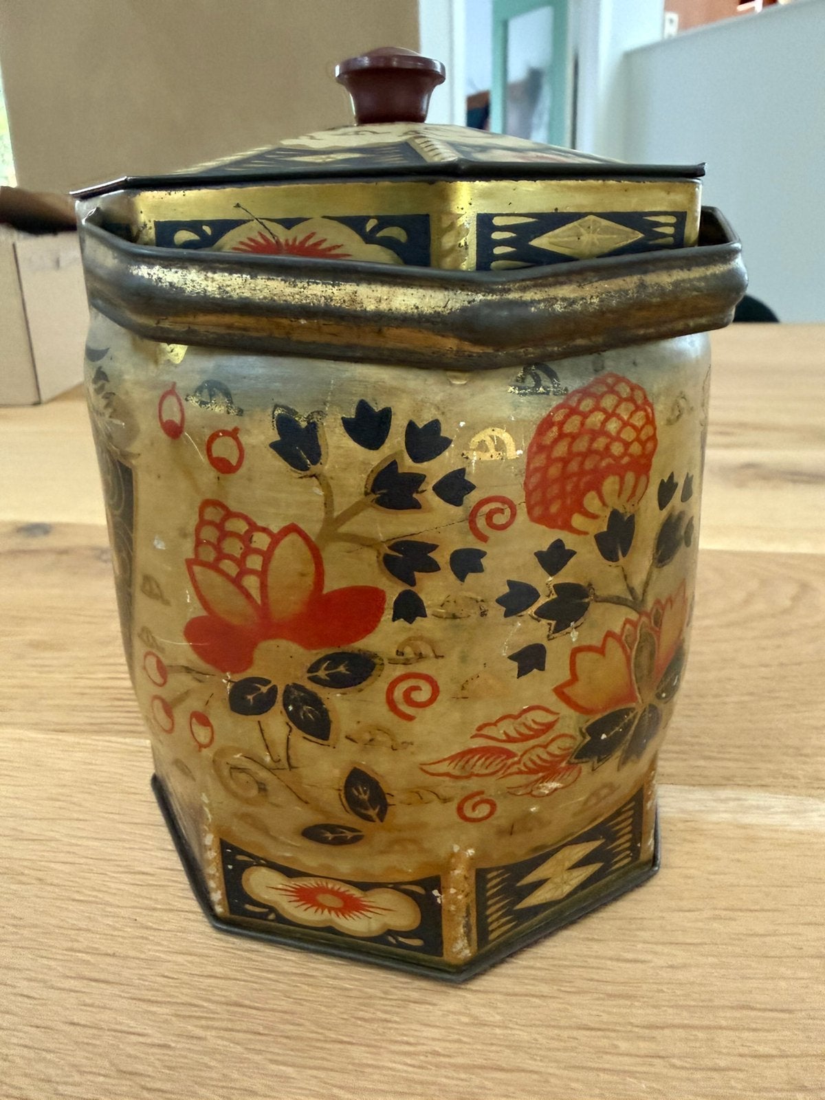 Art deco blikken doos met oosters detail, Enlèvement, Comme neuf
