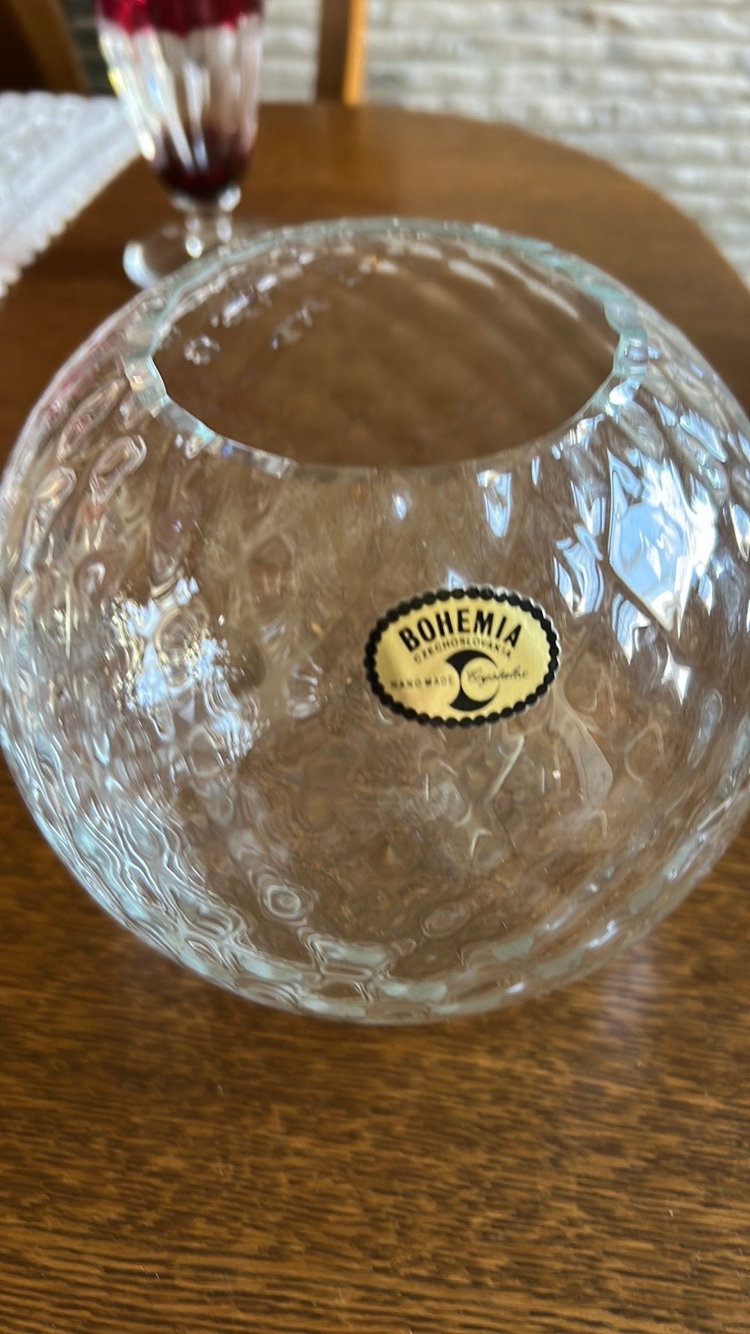 Vase boule de cristal vintage de Bohême, Enlèvement