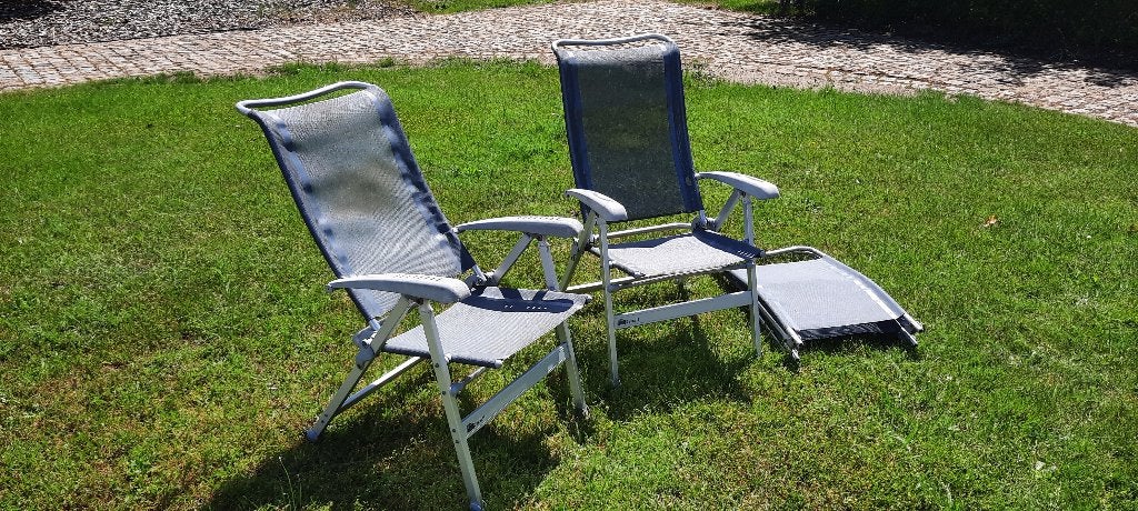 2 Dukdalf 8 standen kampeerstoelen met voetensteun, Ophalen, Gebruikt, Campingstoel