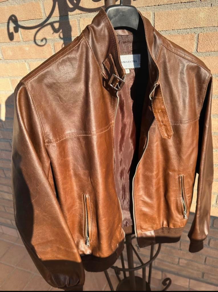 Vest leder bruin, cognac, Medium, Ophalen of Verzenden, Gedragen, Maat 48/50 (M), Bruin