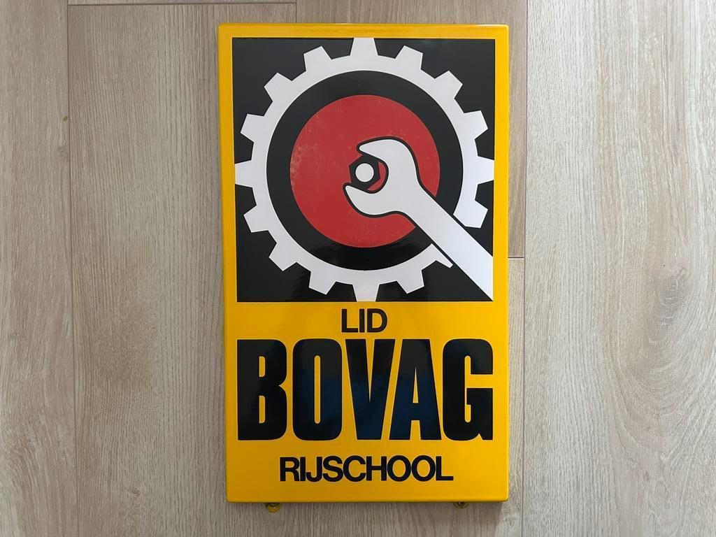 Emaille Reclamebord BOVAG Rijschool, Verzamelen, Merken en Reclamevoorwerpen, Gebruikt, Reclamebord, Ophalen of Verzenden