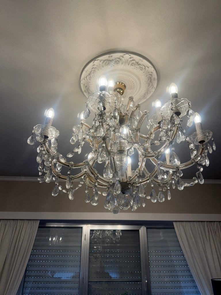Prachtige kristallen kroonluchter 95 cm – klassieke stijl, Huis en Inrichting, Lampen | Kroonluchters, Ophalen, Gebruikt, E14 (klein)