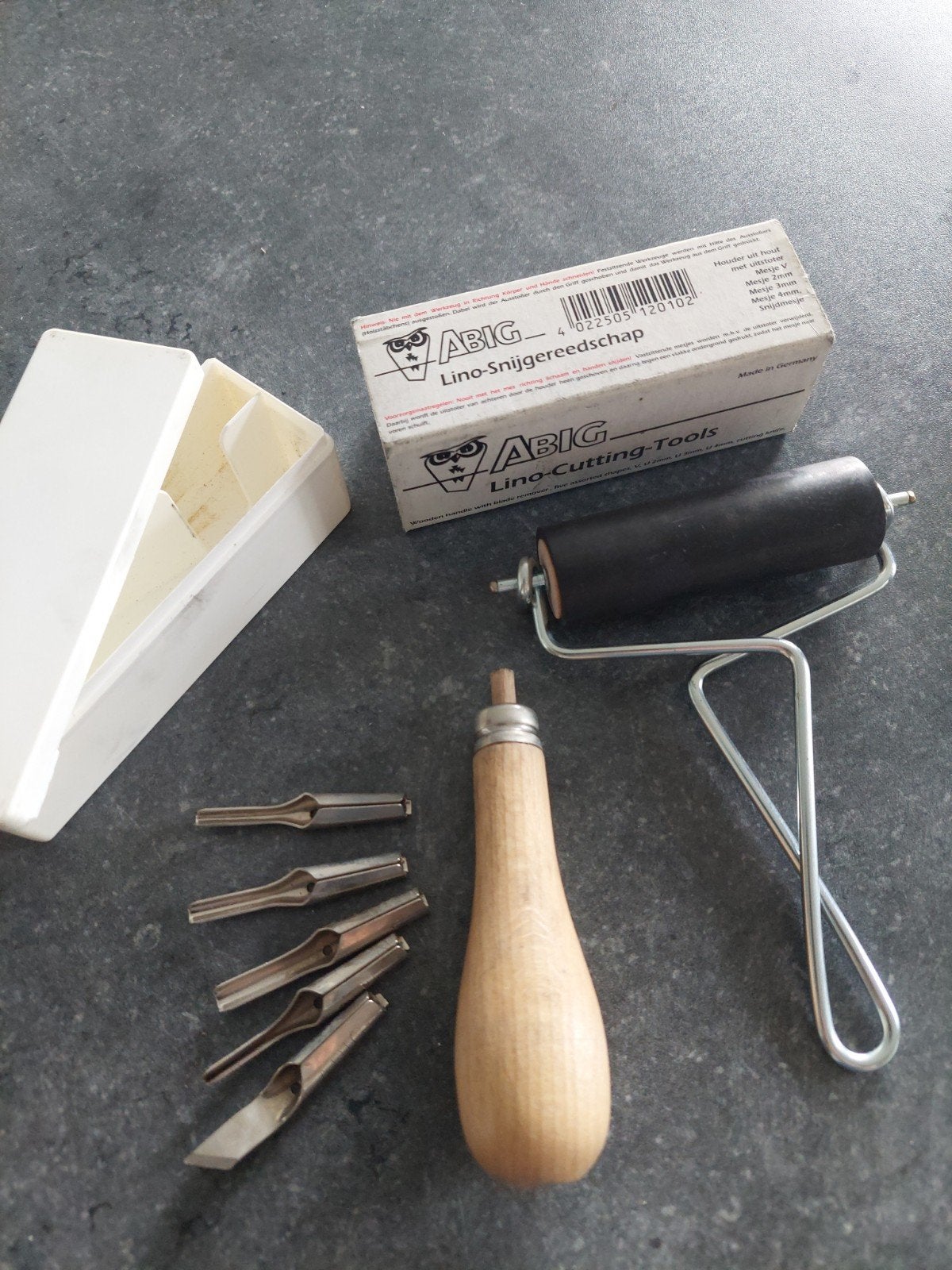 lino snijgereedschap + roller, Hobby en Vrije tijd, Gebruikt, Overige thema's, Overige materialen, Overige merken