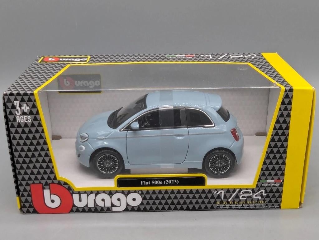 1:24 Bburago 18-21110 Fiat 500e 2023 grijs, Ophalen of Verzenden, Zo goed als nieuw, Auto, Burago