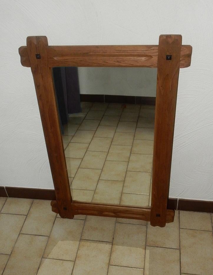Rechthoekige spiegel met houten kader, Huis en Inrichting, Ophalen, Gebruikt, Rechthoekig