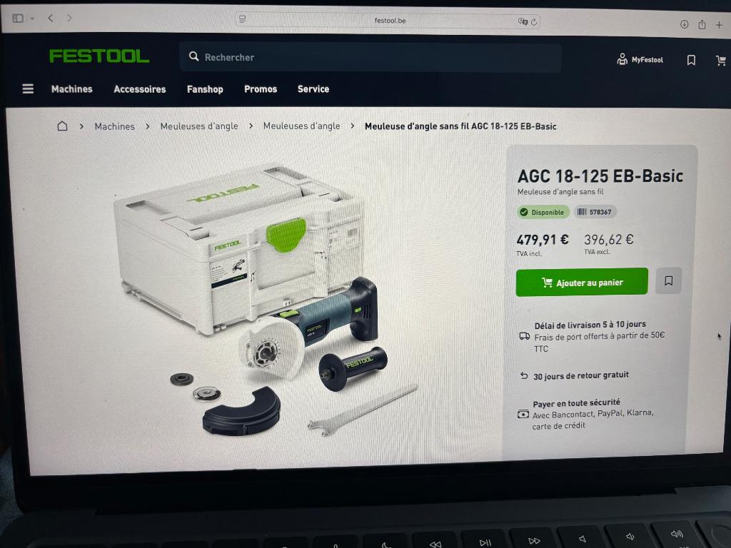 Festool AGC 18-125 EB-Basic 18V, Enlèvement