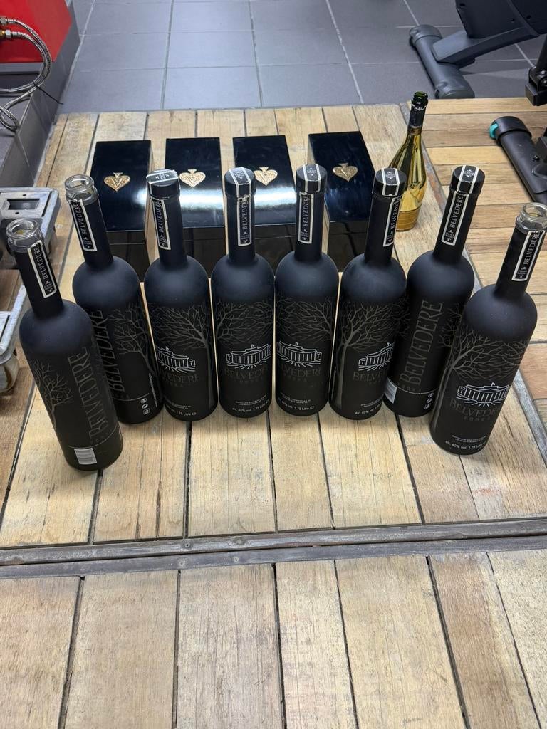 8 Belvedere geopende flessen 1,75l met licht, Ophalen