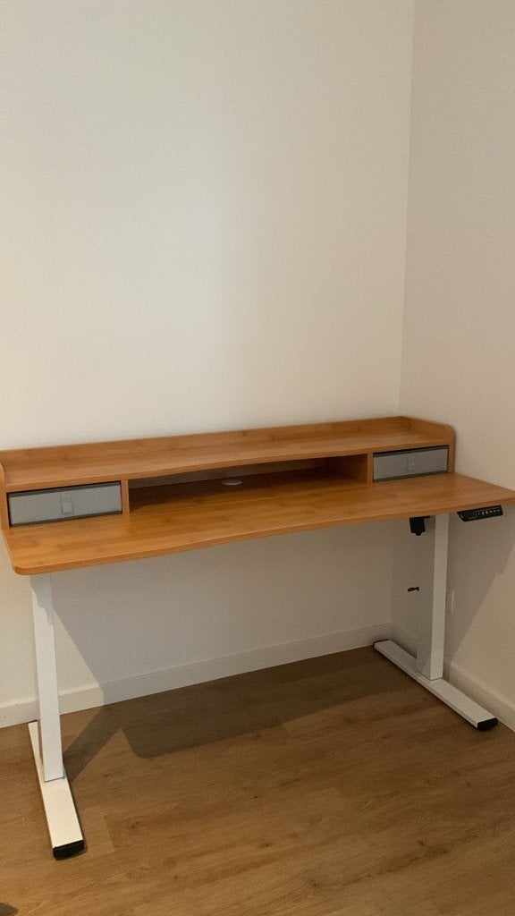 Bureau électrique assis debout (bambou, 140 cm), Autres marques, Électrique, Bureau assis-debout, Autres matériaux