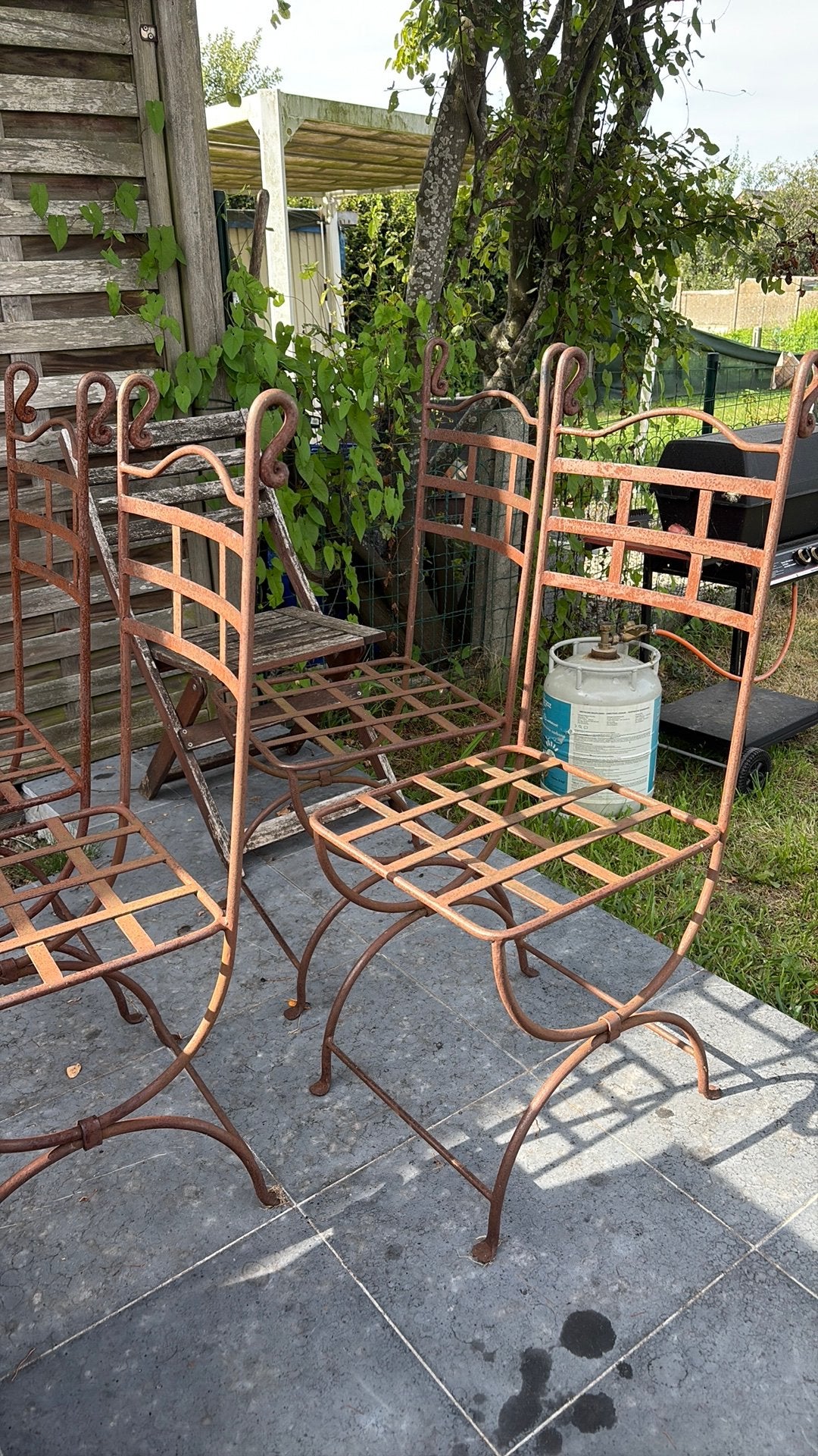 6 smeedijzer stoelen chaises en fer forgé, Jardin & Terrasse, Enlèvement, Utilisé