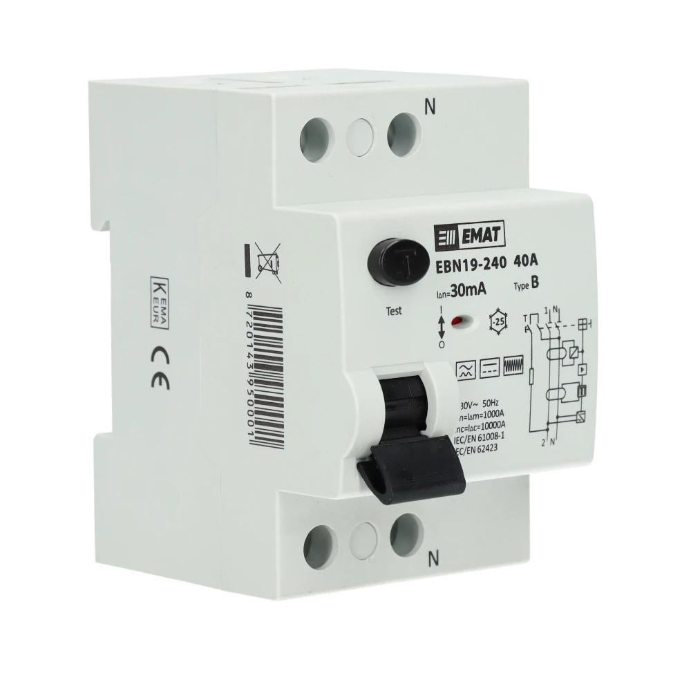 Interrupteur différentiel EMAT bipolaire 40A 30mA type B, Hobby & Loisirs créatifs, Composants électroniques, Neuf, Enlèvement ou Envoi