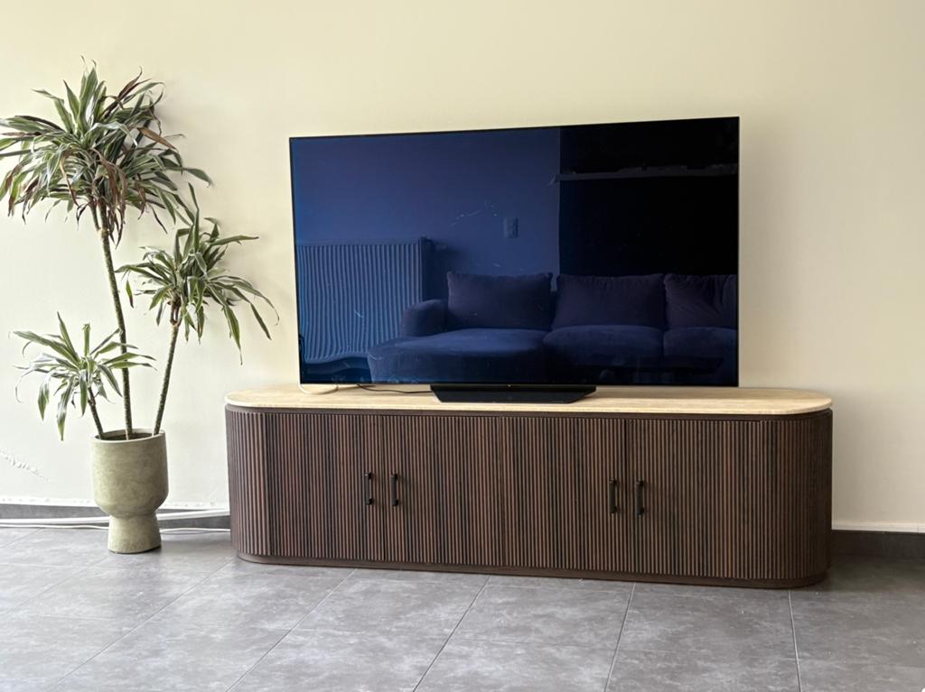 donkerbruine houten TV MEUBEL, Ophalen, Zo goed als nieuw