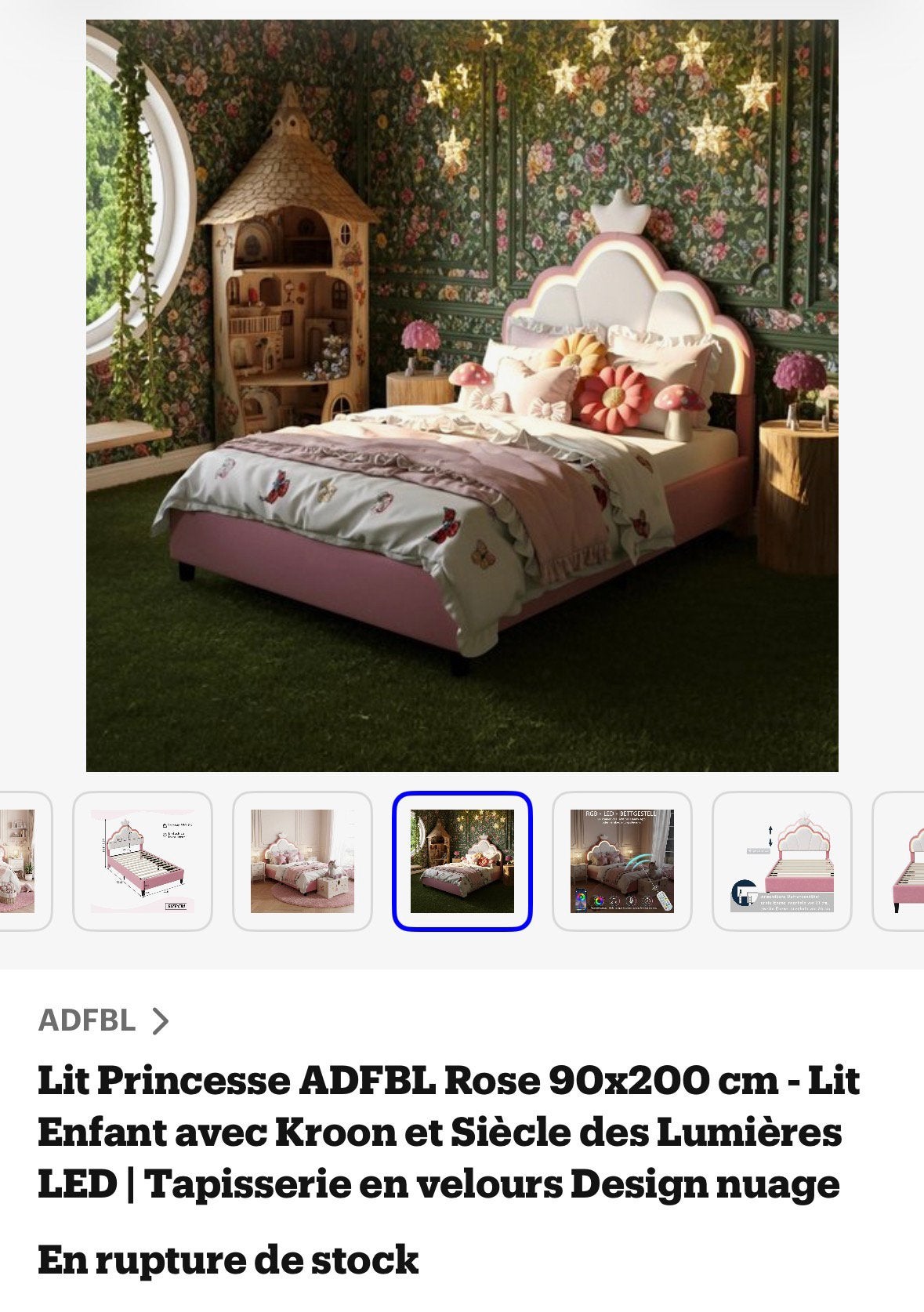 Lit princesse avec Led NEUF en boite ., Neuf, 85 à 100 cm, Sommier à lattes, Enlèvement