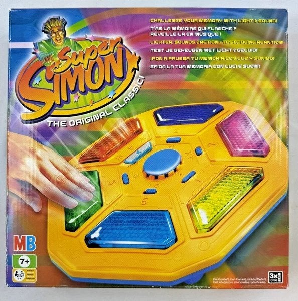 MB Super Simon elektronisch geheugenspel gezelschapsspel, Hobby en Vrije tijd, Gezelschapsspellen | Bordspellen, Een of twee spelers