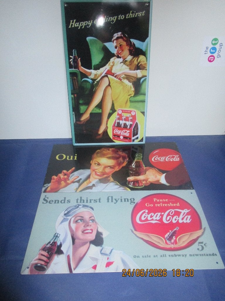 3 plaque publicitaires  coca-cola, Collections, Marques & Objets publicitaires, Enlèvement