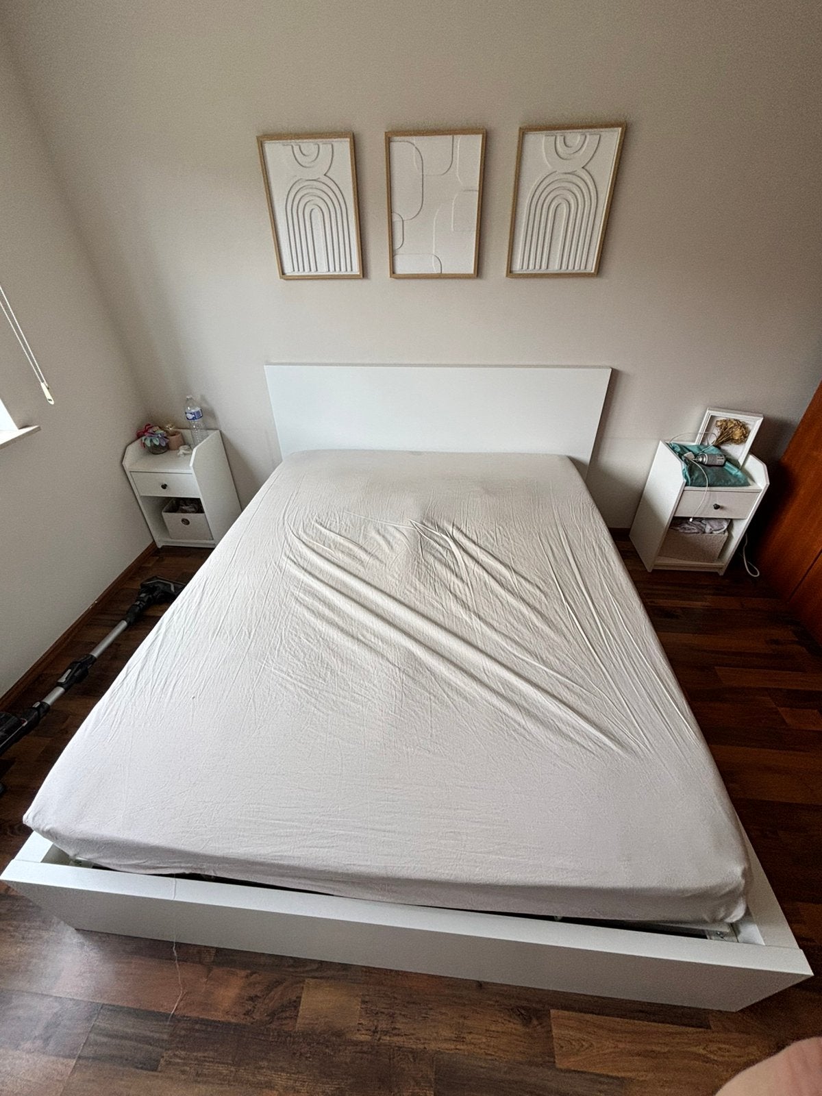 IKEA bed+matras, Huis en Inrichting, Ophalen, Verstelbaar, Wit, Tweepersoons