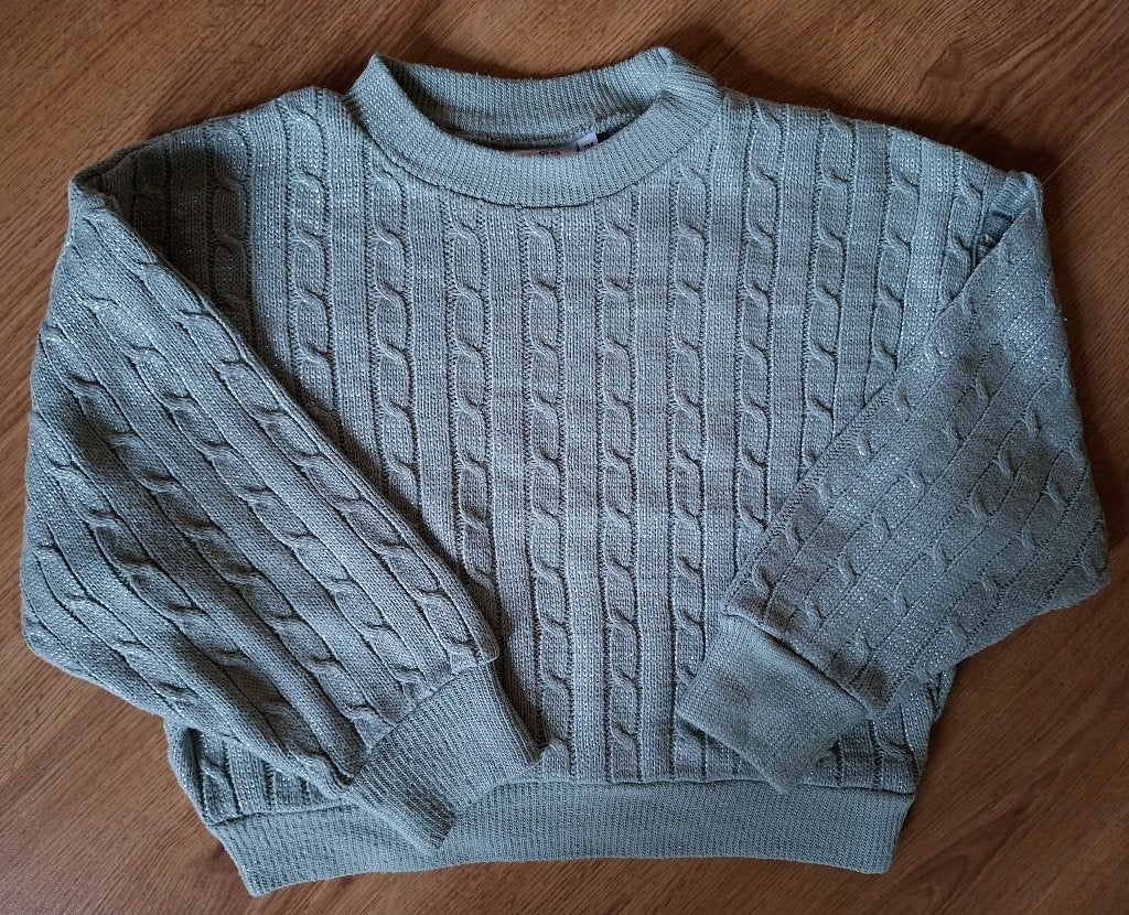 Fish & Chips groene glitter trui 134, Enfants & Bébés, Vêtements enfant | Taille 134, Fish & Chips, Enlèvement ou Envoi, Pull ou Veste