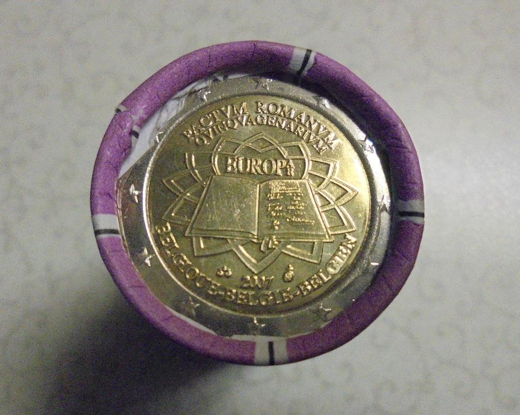 ROULEAU (25 X 2 euros) année 2007 - pactum romanum NEUVES-, Argent, Belgique, Enlèvement, 2 euros