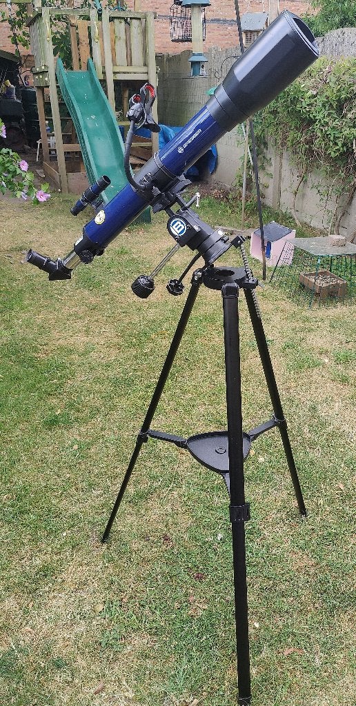Bresser 70/700 lenzentelescoop met zonnefilter., Ophalen, Gebruikt, Lenzentelescoop (refractor), Met statief