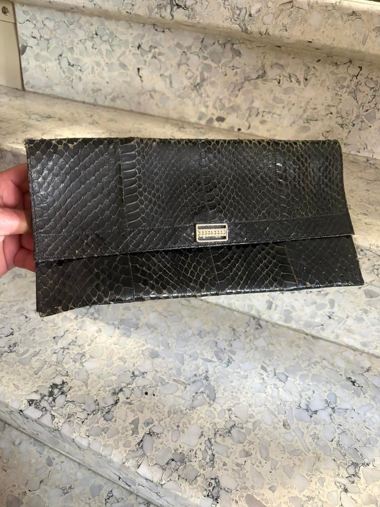 Vintage slangenleer clutch, Handtassen en Accessoires, Tassen | Damestassen, Ophalen of Verzenden, Gebruikt