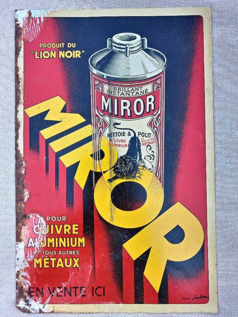 Vintage metalen reclamebord MIRROR, Ophalen of Verzenden, Gebruikt, Reclamebord