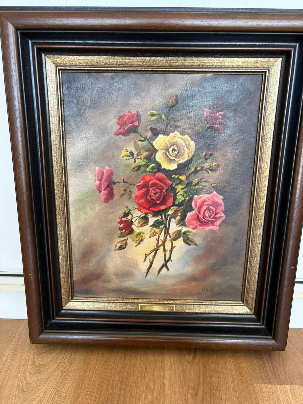 Olieverfschilderij Bloemstilleven met rozen J. Aerts, Ophalen, Klassiek, Doek