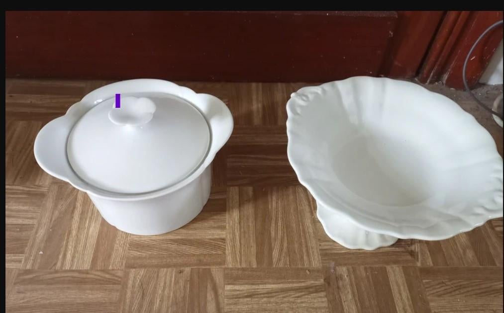 Plat et poubelle de table porcelaine blanche, Enlèvement ou Envoi