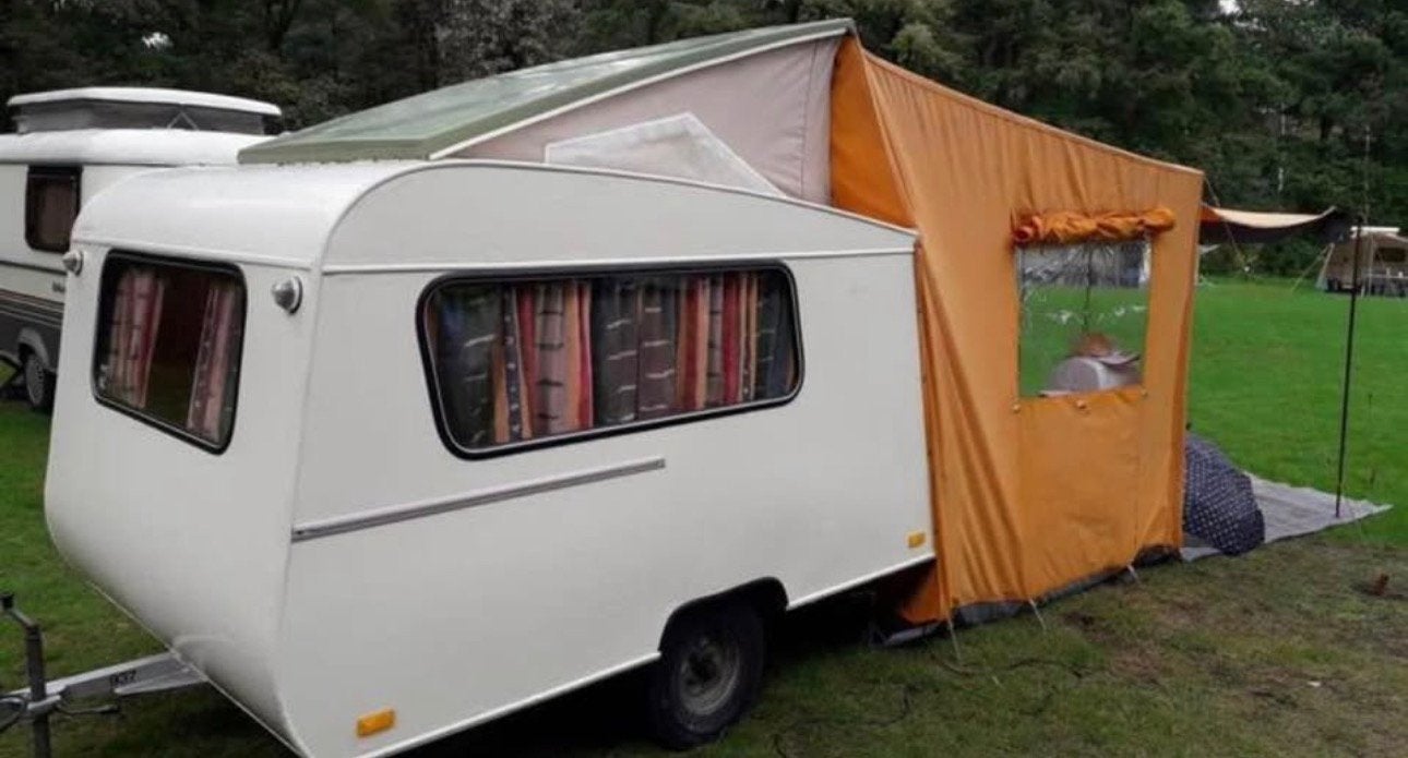 Leuke oldtimer vintage retro caravan Kip Kuiken 1965 300 kg, Caravans en Kamperen, Standaardzit, Kip, Lengtebed, Tot en met 3