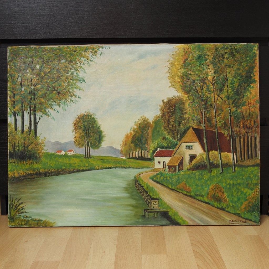 Tableau paysage peinture V. Daubioul - 70*50cm, Antiquités & Art, Peinture à l'huile, Paysage, Enlèvement, Peint à la main