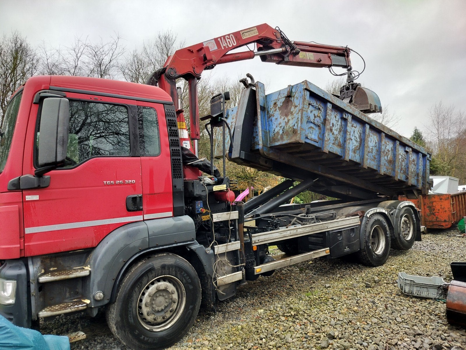Vrachtwagen man tgs 26.320 kraan containersysteem, Autos, Achat, Boîte manuelle, MAN, Particulier