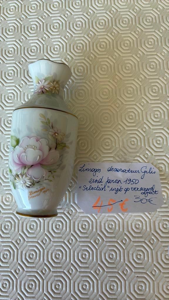 Limoges vaasje hoogte 14cm heel goed, Antiek en Kunst, Ophalen