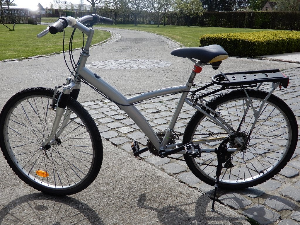 Fiets 26" grijsmetallic, Gebruikt, Velgrem, Handrem, Btwin Decathlon