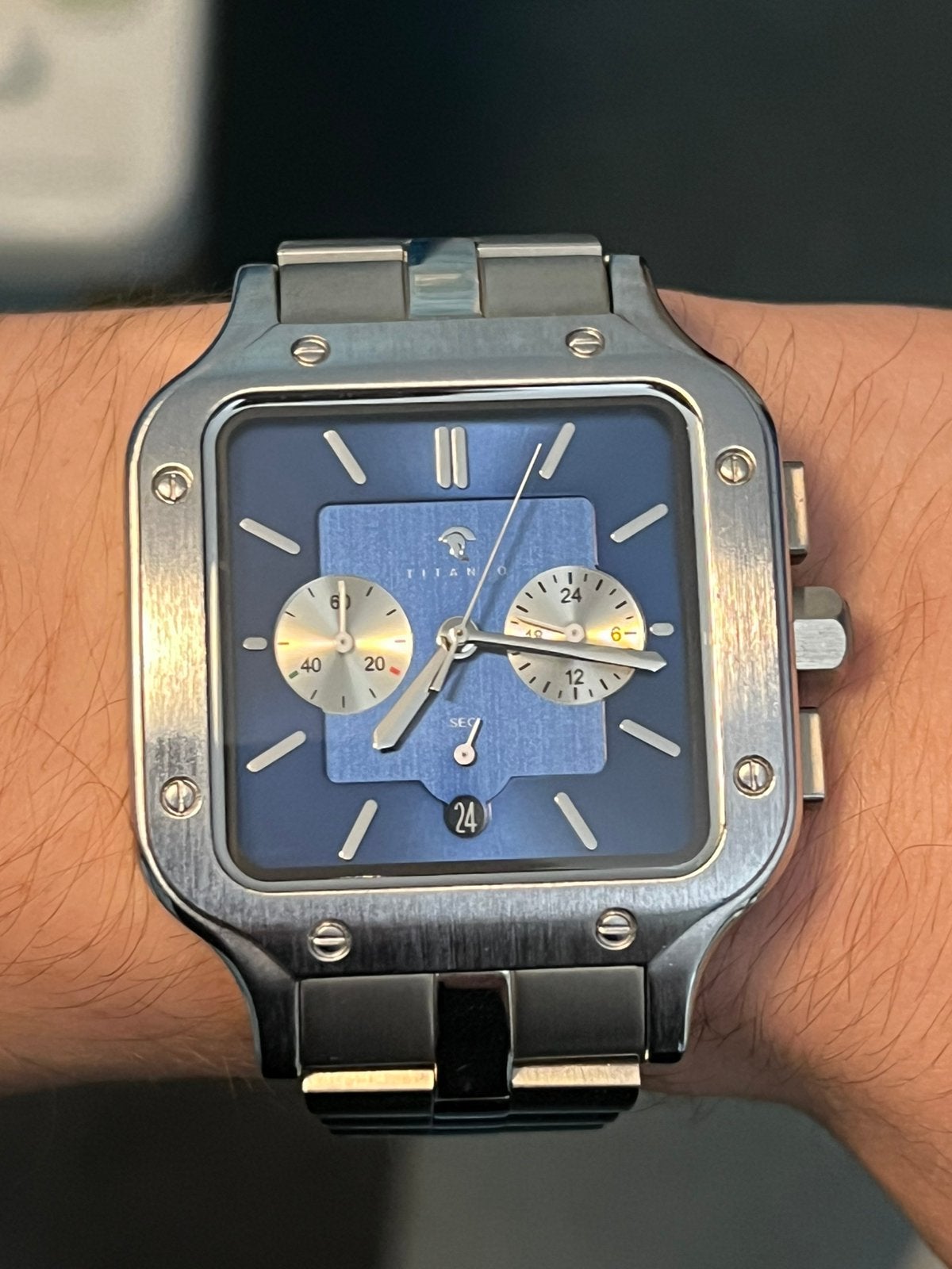 Santos Titanio Scipio horloge nieuwe prijs 449€ (- 50%), Overige merken, Staal, Staal, Polshorloge