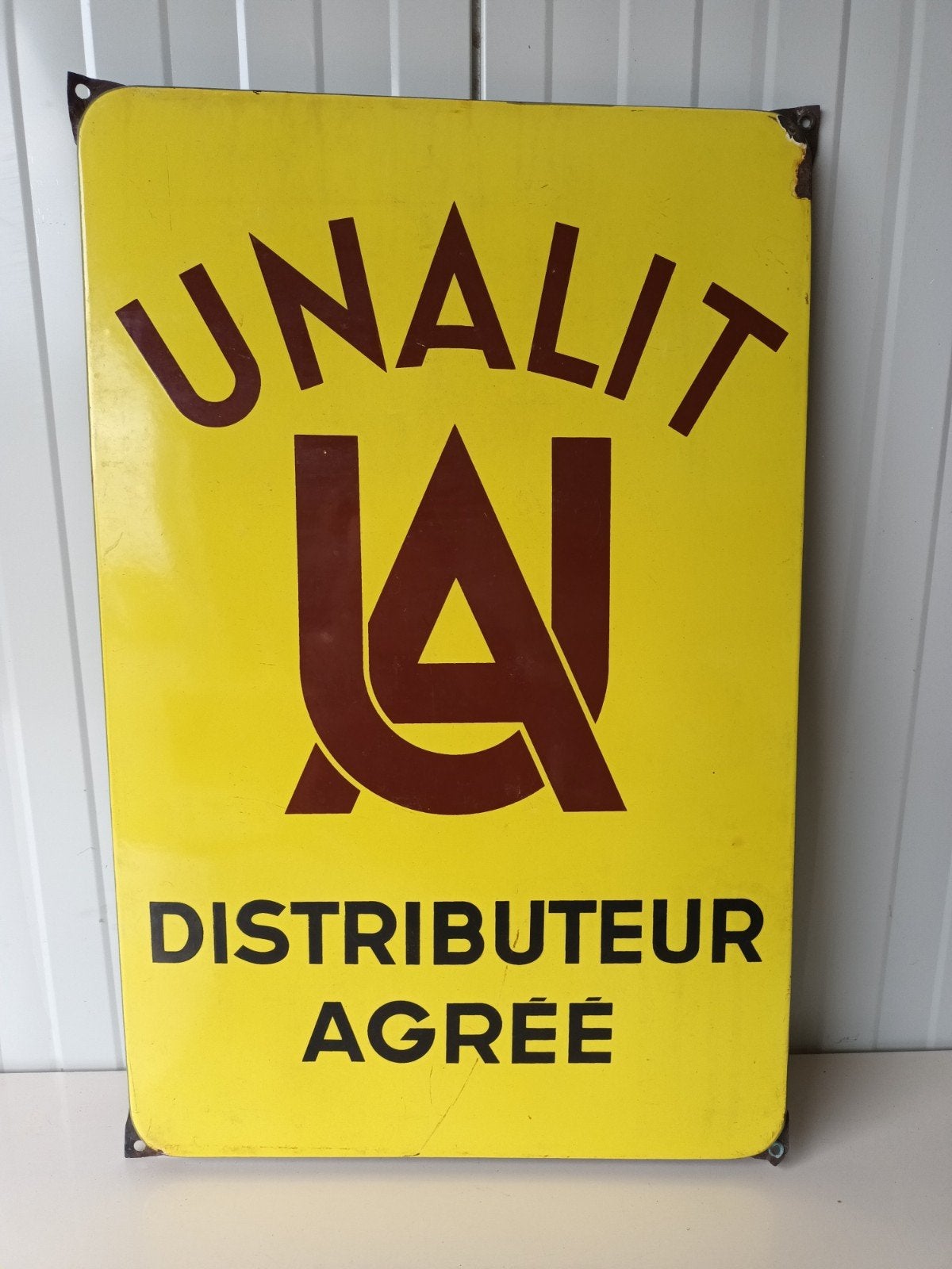 Vintage Emaille Reclamebord UNALIT (48x75 cm), Ophalen of Verzenden, ###, ##€, ###
